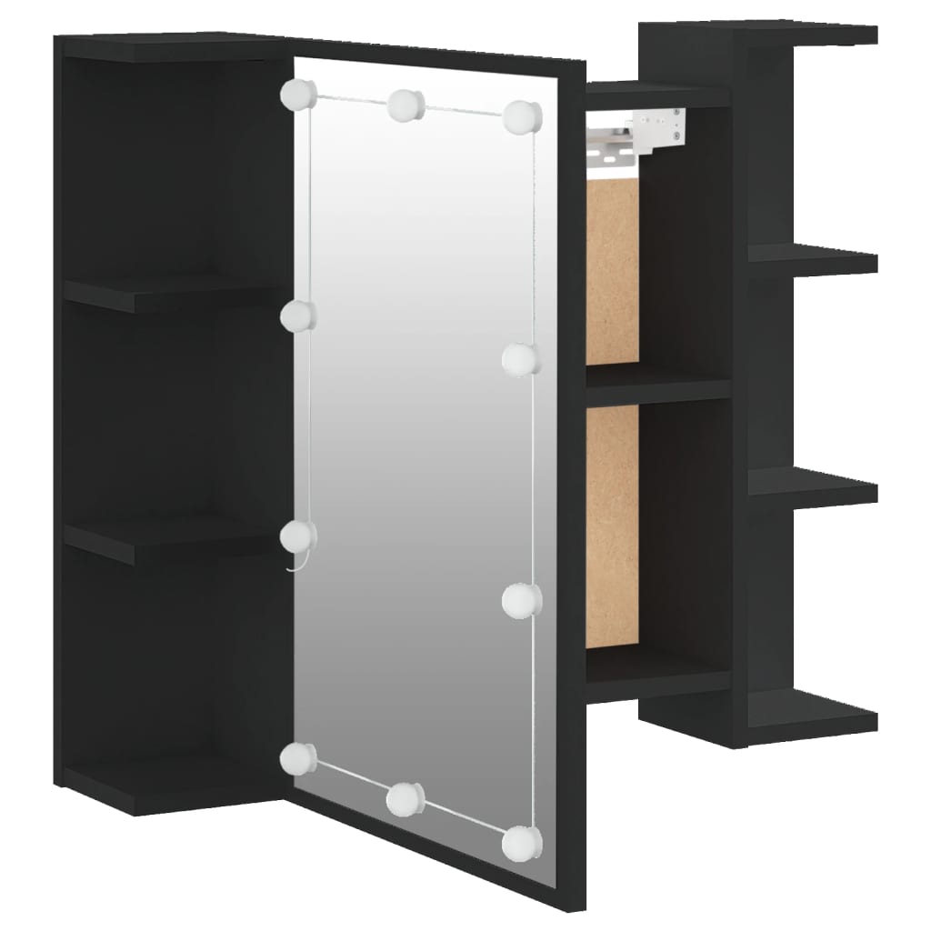 Mirror Cabinet with LED Black 70x16.5x60 cm - Bend