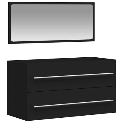 Bathroom Cabinet with Mirror Engineered Wood - Black