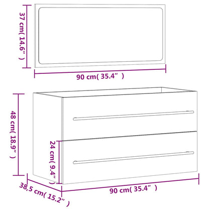 Bathroom Cabinet with Mirror Engineered Wood - Black