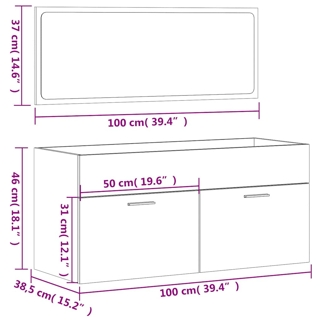 Bathroom Cabinet with Mirror White Engineered Wood