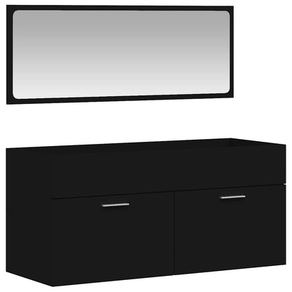 Bathroom Cabinet with Mirror Engineered Wood - Black