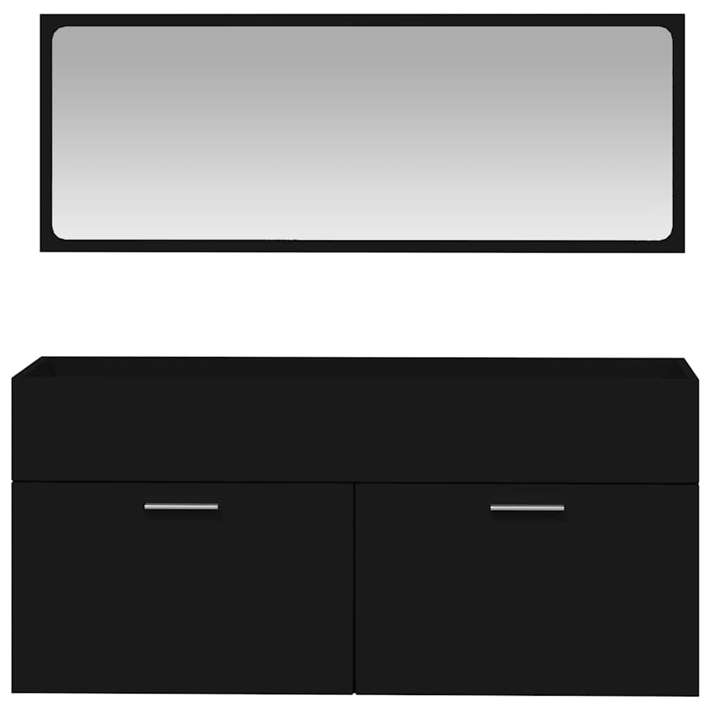 Bathroom Cabinet with Mirror Engineered Wood - Black