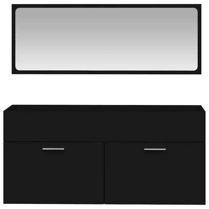 Bathroom Cabinet with Mirror Engineered Wood - Black