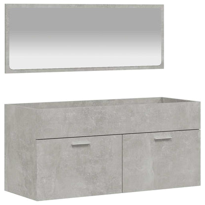 Bathroom Cabinet with Mirror Concrete Grey Engineered Wood