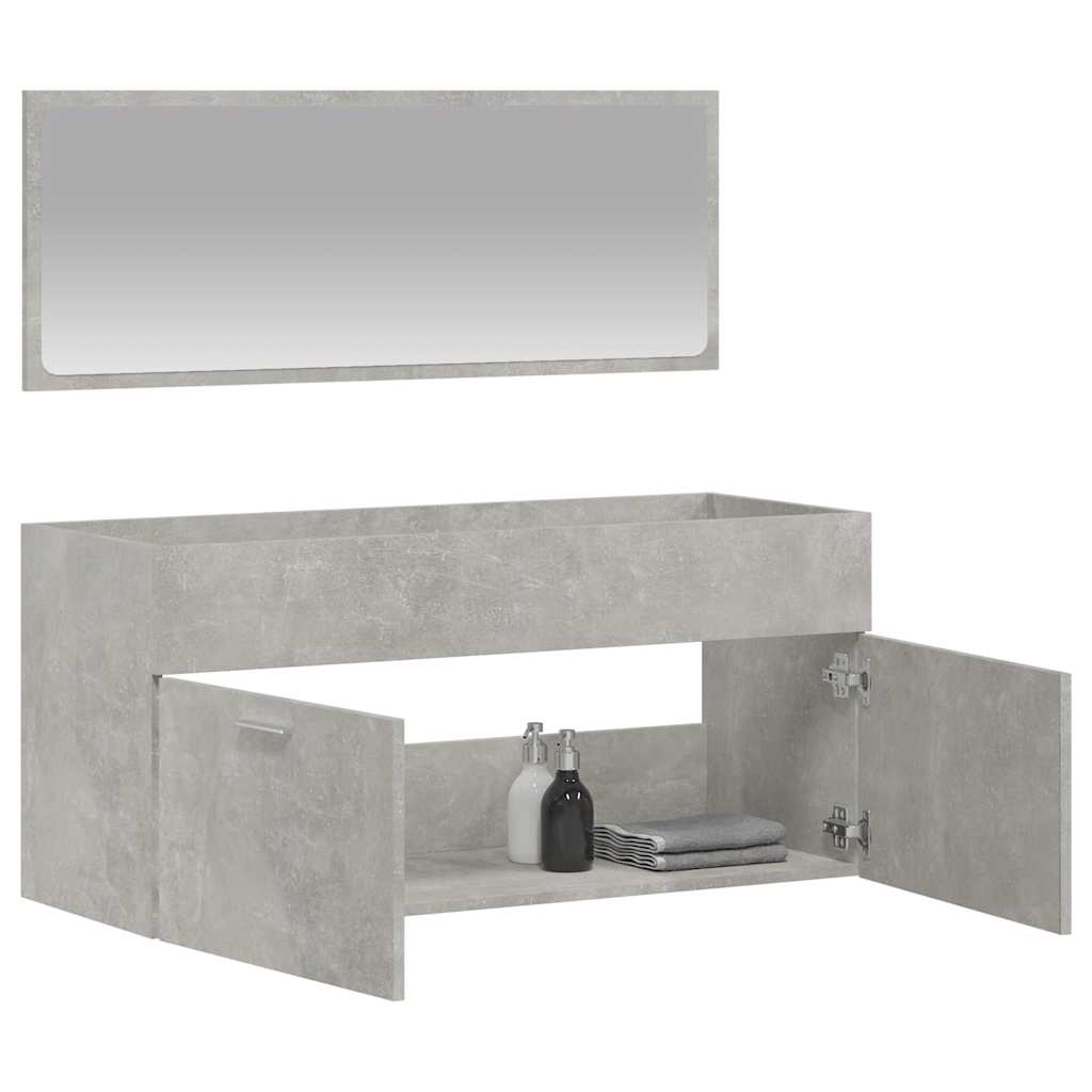 Bathroom Cabinet with Mirror Concrete Grey Engineered Wood