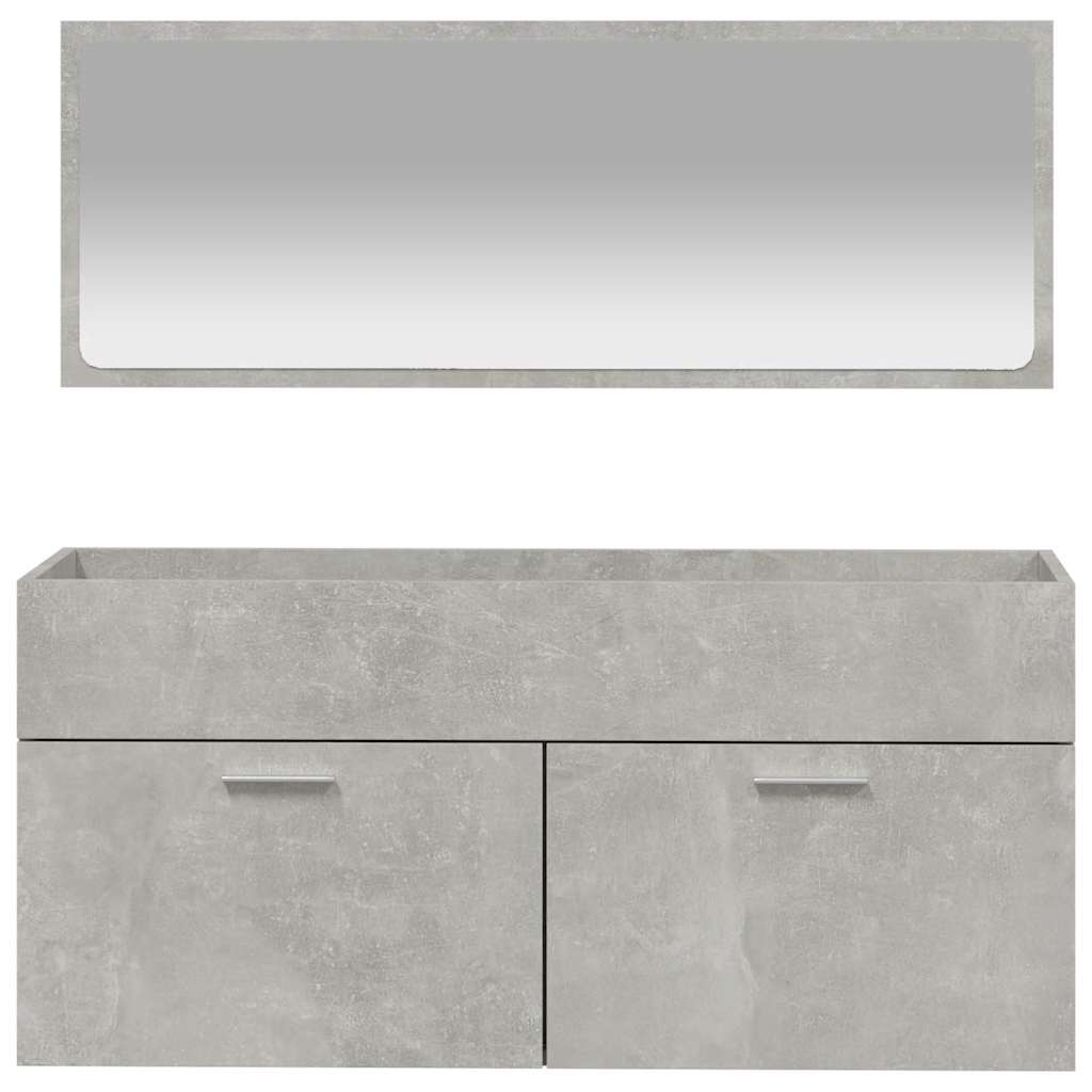 Bathroom Cabinet with Mirror Concrete Grey Engineered Wood