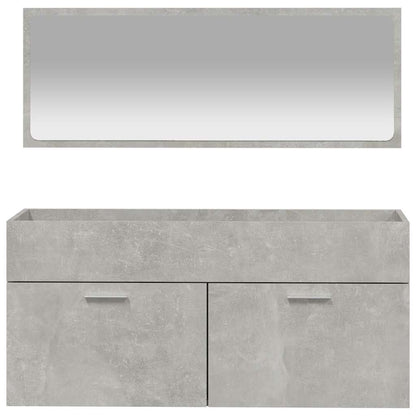 Bathroom Cabinet with Mirror Concrete Grey Engineered Wood