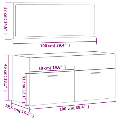 Bathroom Cabinet with Mirror High Gloss White Engineered Wood