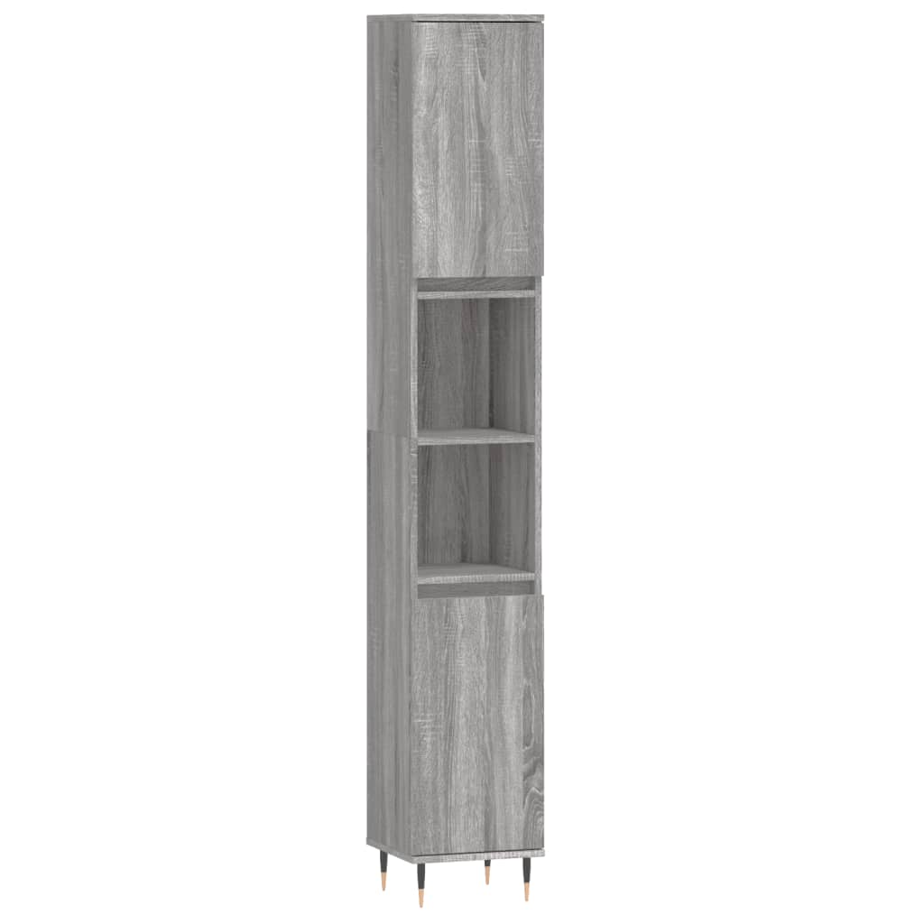 3 Piece Bathroom Furniture Set Grey Sonoma Engineered Wood