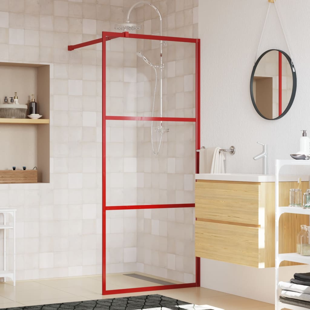 Walk-in Shower Wall with Clear ESG Glass Red 80x195 cm - Bend