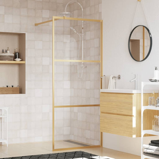 Walk-in Shower Wall with Clear ESG Glass Gold - Trio Elegance