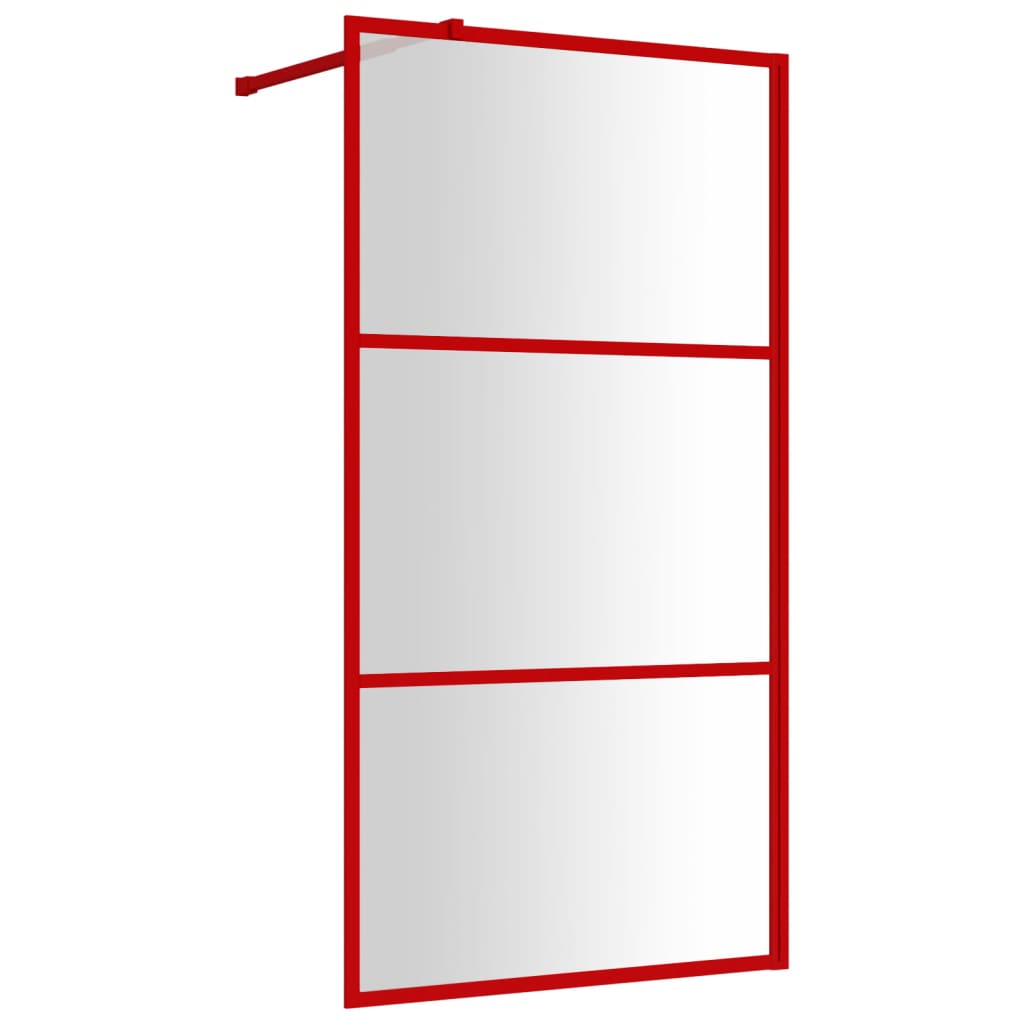 Walk-in Shower Wall with Clear ESG Glass Red 100x195 cm - Bend