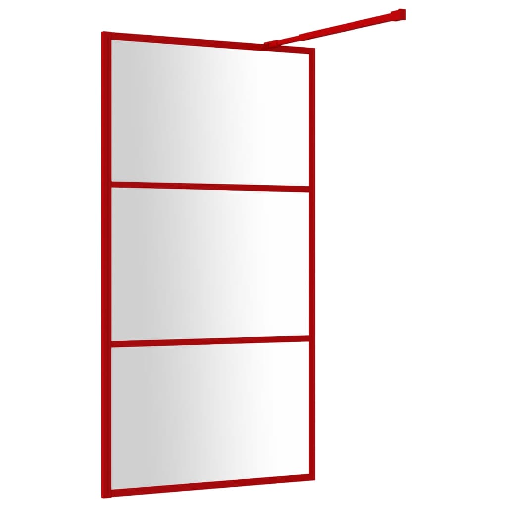 Walk-in Shower Wall with Clear ESG Glass Red 100x195 cm Easy Clean and Adjustable Design