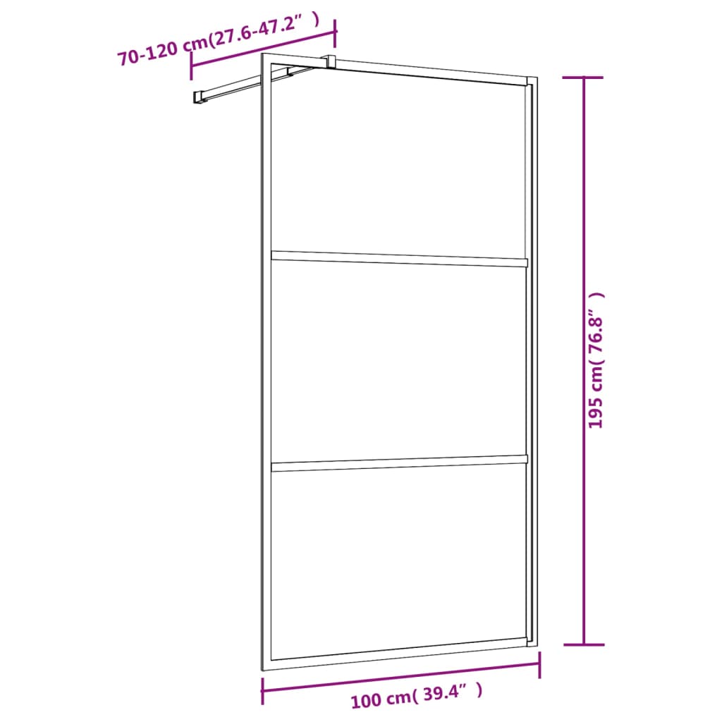 Walk-in Shower Wall with Clear ESG Glass Red 100x195 cm - Bend