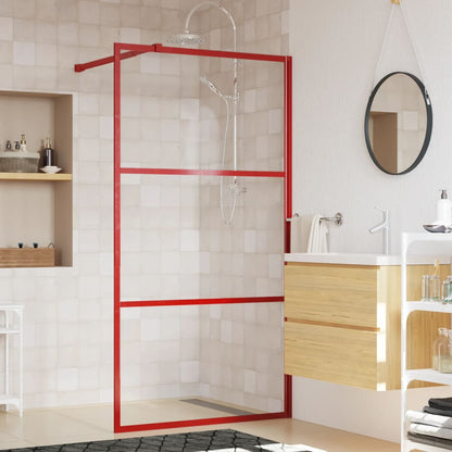 Walk-in Shower Wall with Clear ESG Glass Red 100x195 cm - Bend