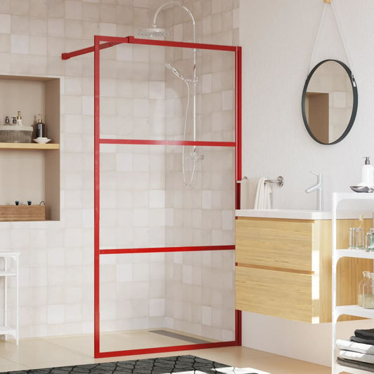 Walk-in Shower Wall with Clear ESG Glass Red 100x195 cm - Bend