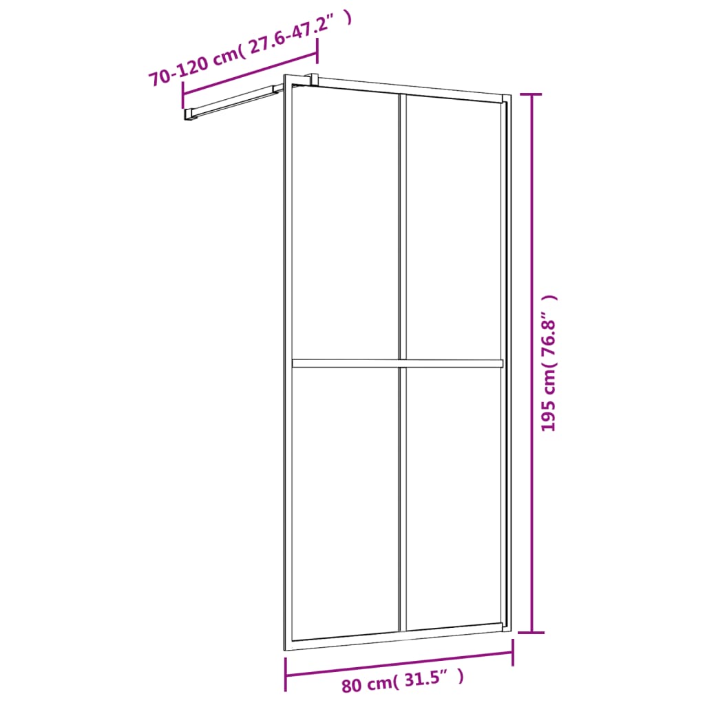 Walk-in Shower Wall with Clear ESG Glass Gold 80x195 cm - Bend