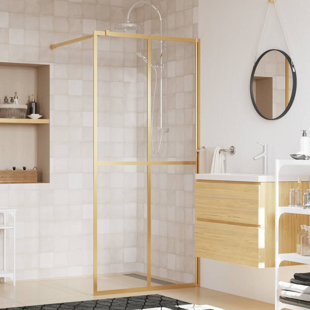 Walk-in Shower Wall with Clear ESG Glass Gold 80x195 cm - Bend