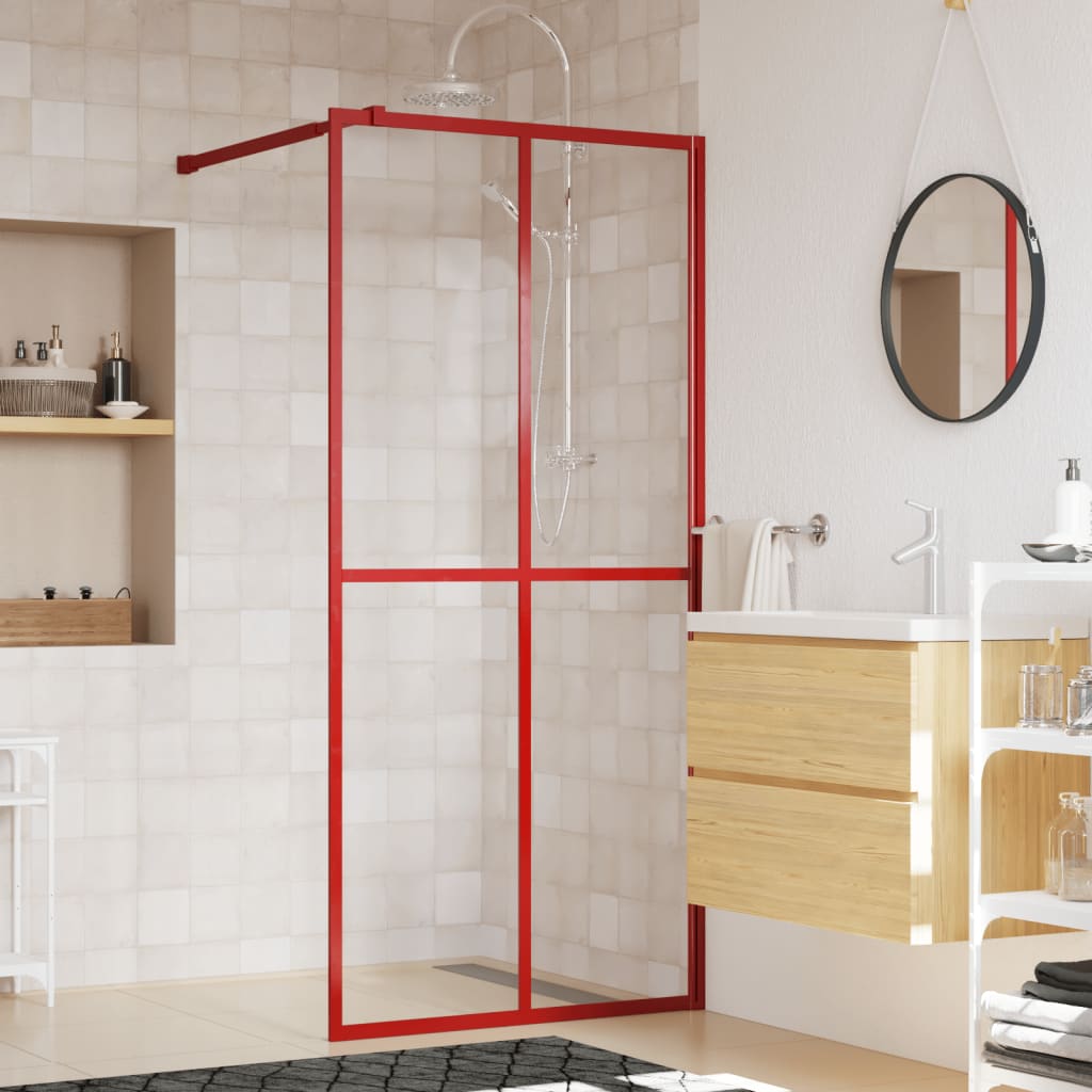 Walk-in Shower Wall with Clear ESG Glass Red 100x195 cm - Bend