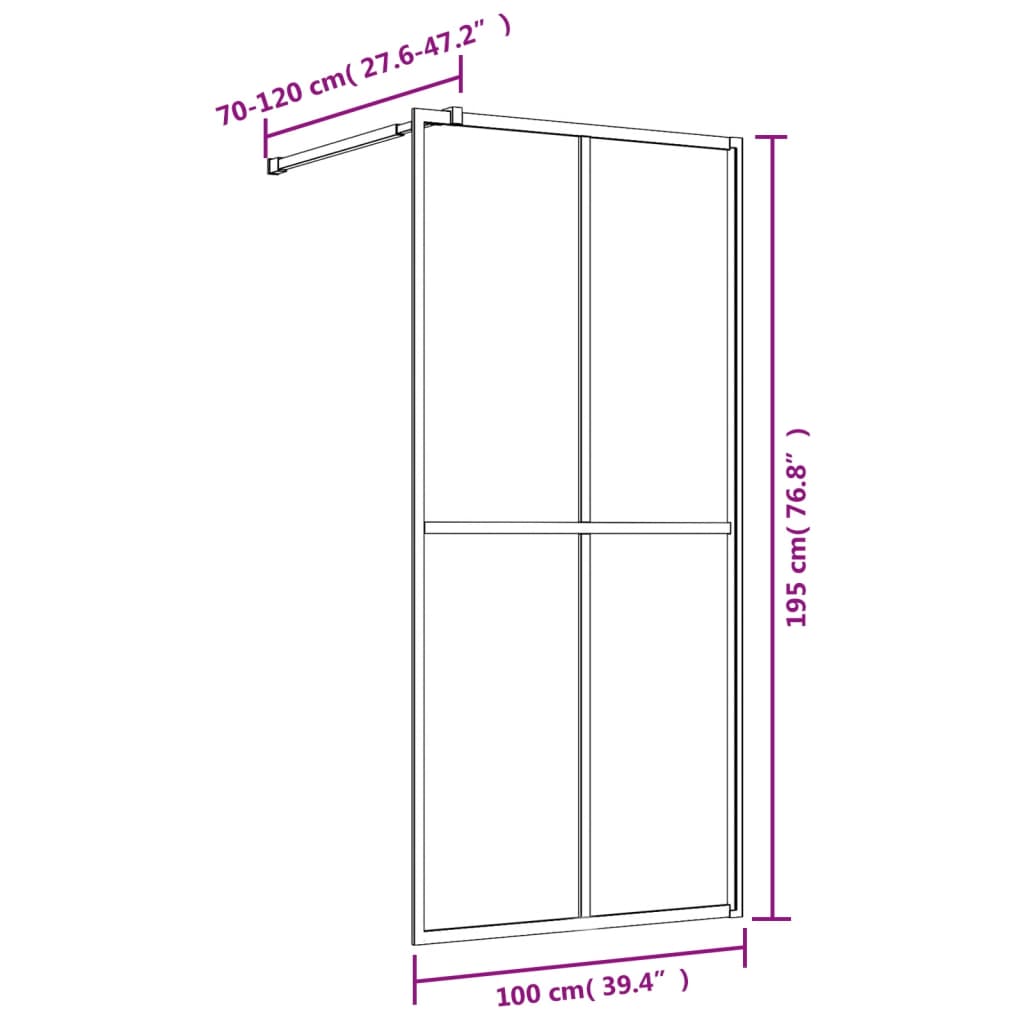 Walk-in Shower Wall with Clear ESG Glass Gold - Bend