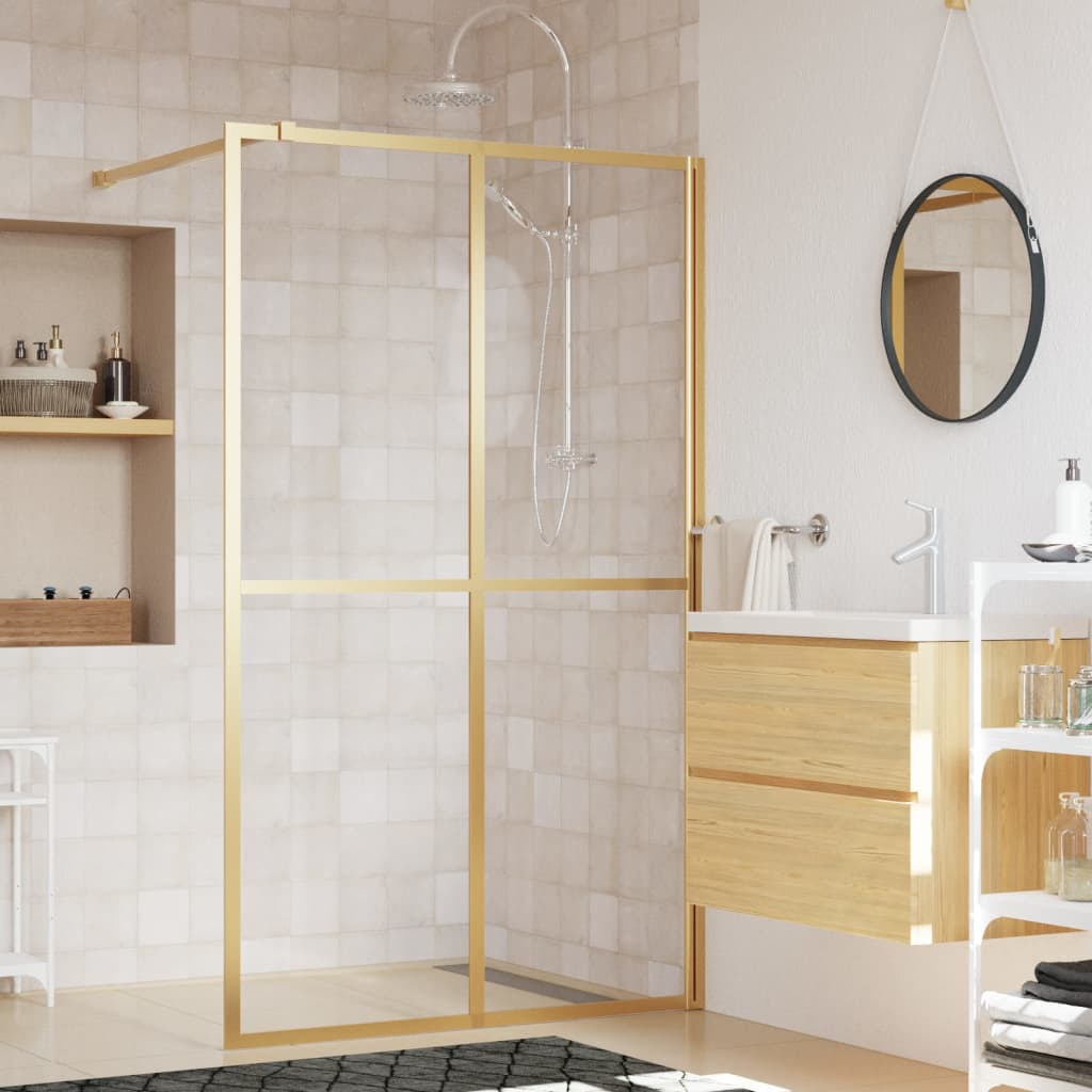 Walk-in Shower Wall with Clear ESG Glass Gold - Bend