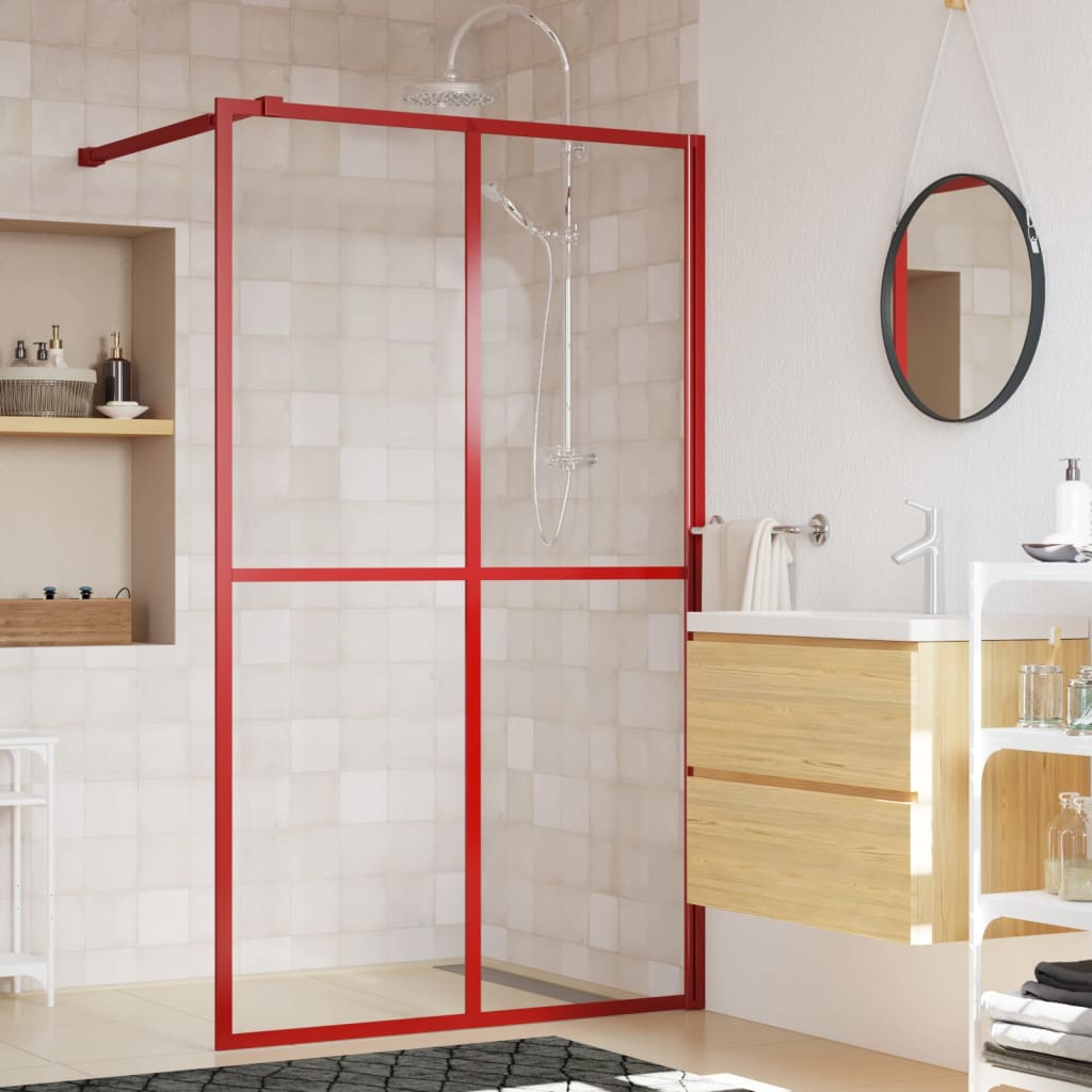 Walk-in Shower Wall with Clear ESG Glass Red 140x195 cm - Bend