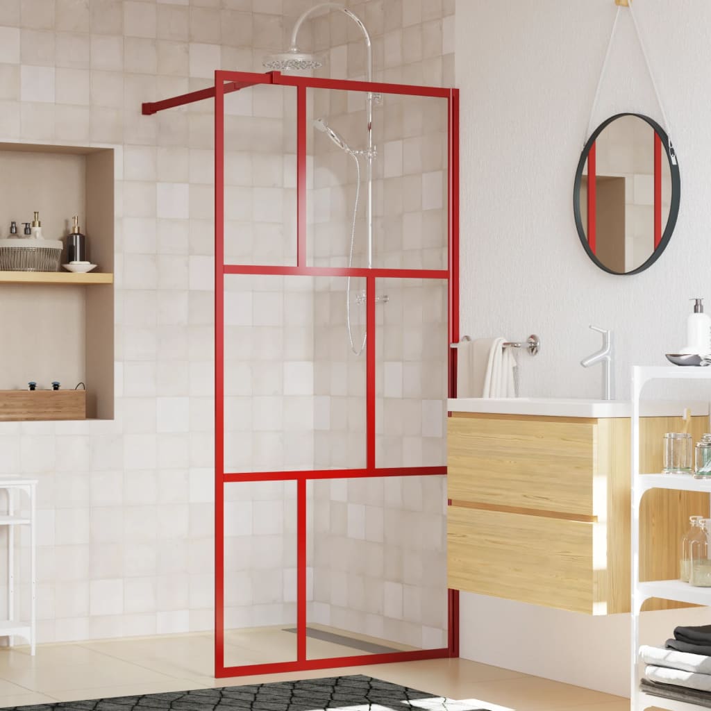 Walk-in Shower Wall with Clear ESG Glass Red 80x195 cm - Bend