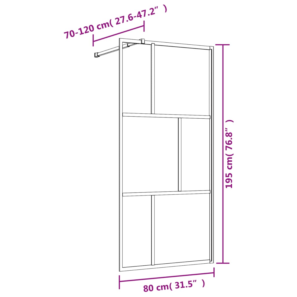 Walk-in Shower Wall with Clear ESG Glass Gold 80x195 cm - Bend