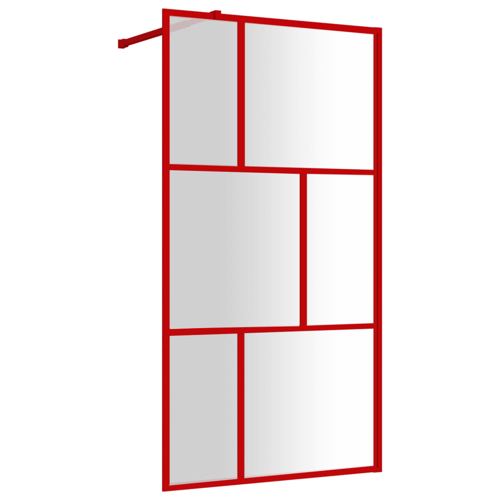 Walk-in Shower Wall with Clear ESG Glass Red 100x195 cm - Bend