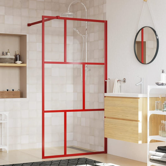 Walk-in Shower Wall with Clear ESG Glass Red 100x195 cm - Bend