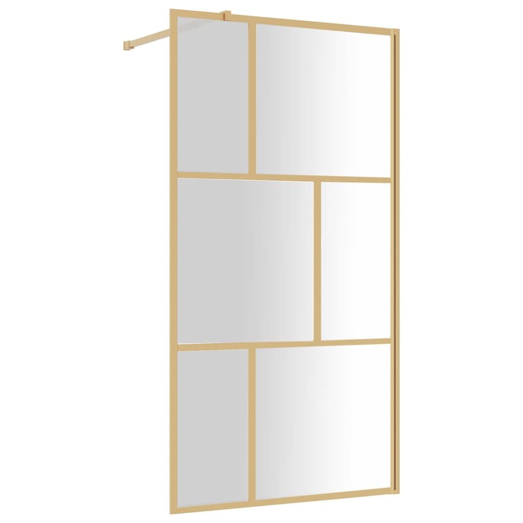 Walk-in Shower Wall with Clear ESG Glass Gold 100x195 cm - Bend