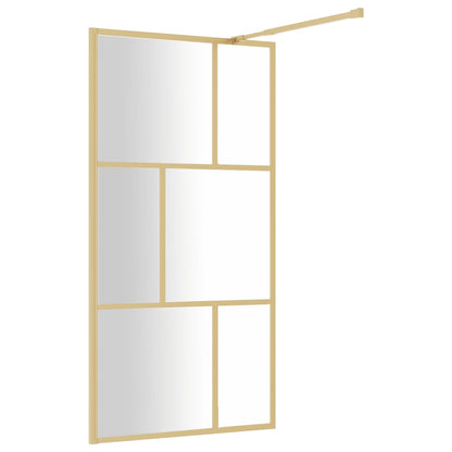 Walk-in Shower Wall with Clear ESG Glass Gold 100x195 cm - Bend