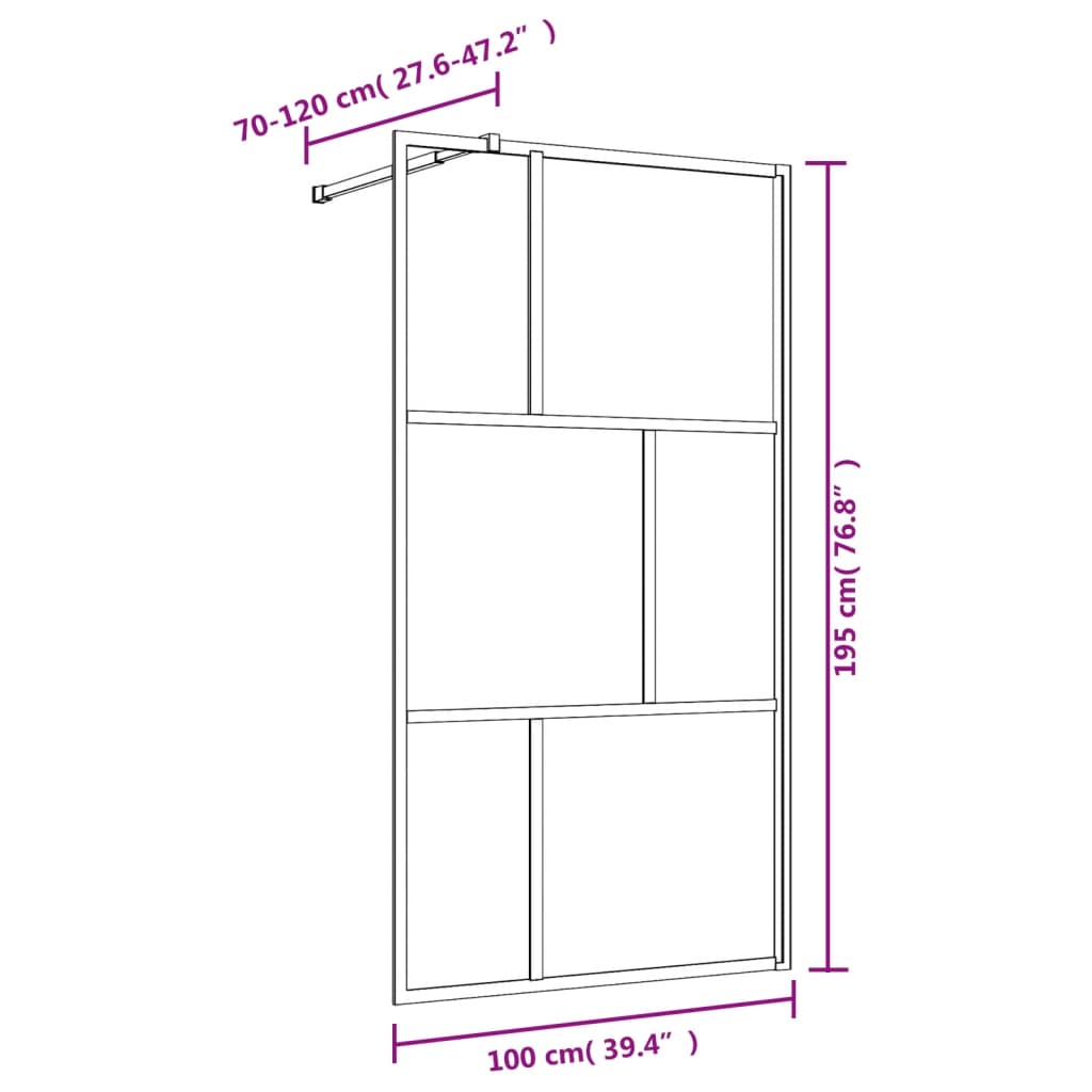 Walk-in Shower Wall with Clear ESG Glass Gold 100x195 cm