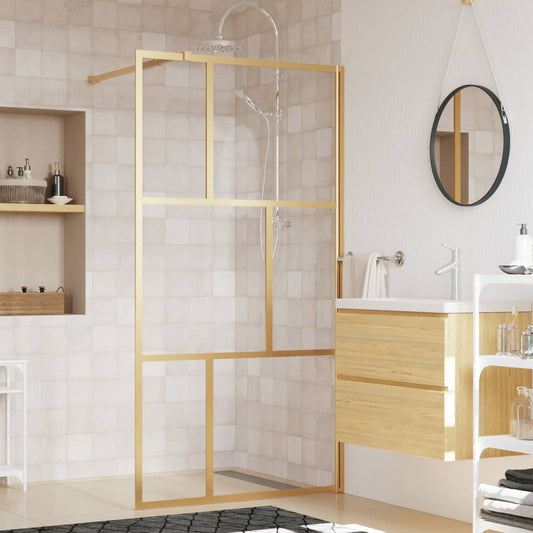 Walk-in Shower Wall with Clear ESG Glass Gold 100x195 cm - Bend