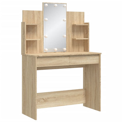 Dressing Table with LED Lights Sonoma Oak 96x40x142 cm