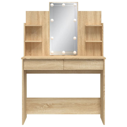 Dressing Table with LED Lights Sonoma Oak 96x40x142 cm