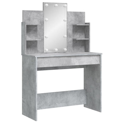 Dressing Table with LED Lights Concrete Grey 96x40x142 cm