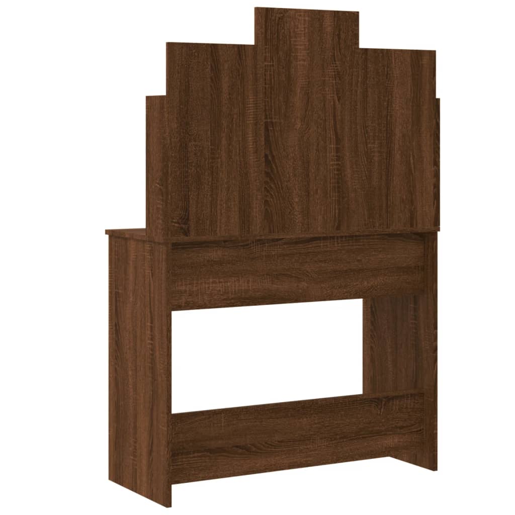 Dressing Table with LED Lights Brown Oak 96x40x142 cm - Bend