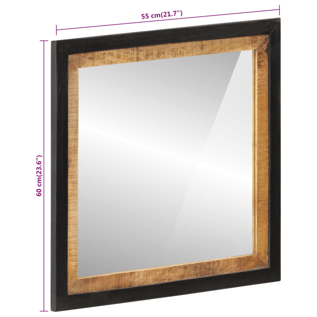 Bathroom Mirror 55x1x60 cm Glass and Solid Wood Mango