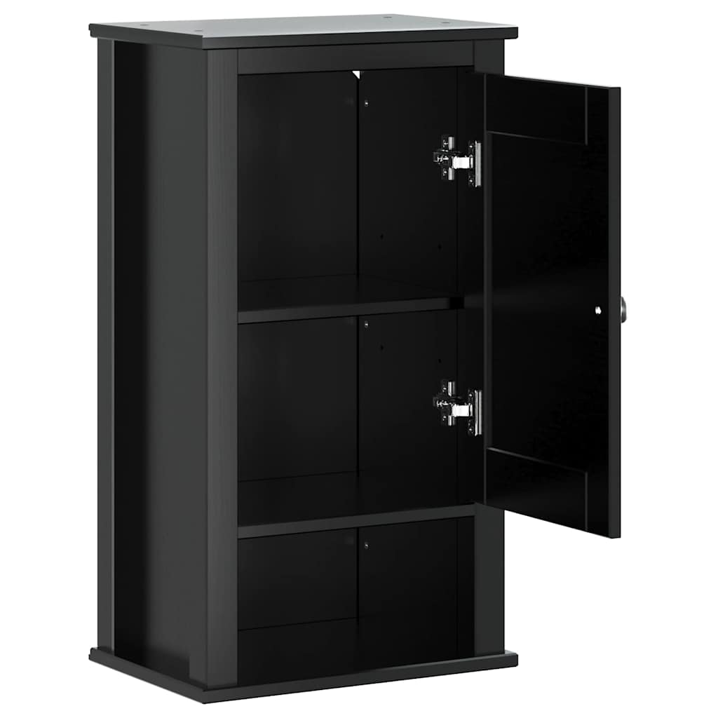 Bathroom Wall Cabinet BERG Black 40x27x71.5 cm Solid Wood Pine