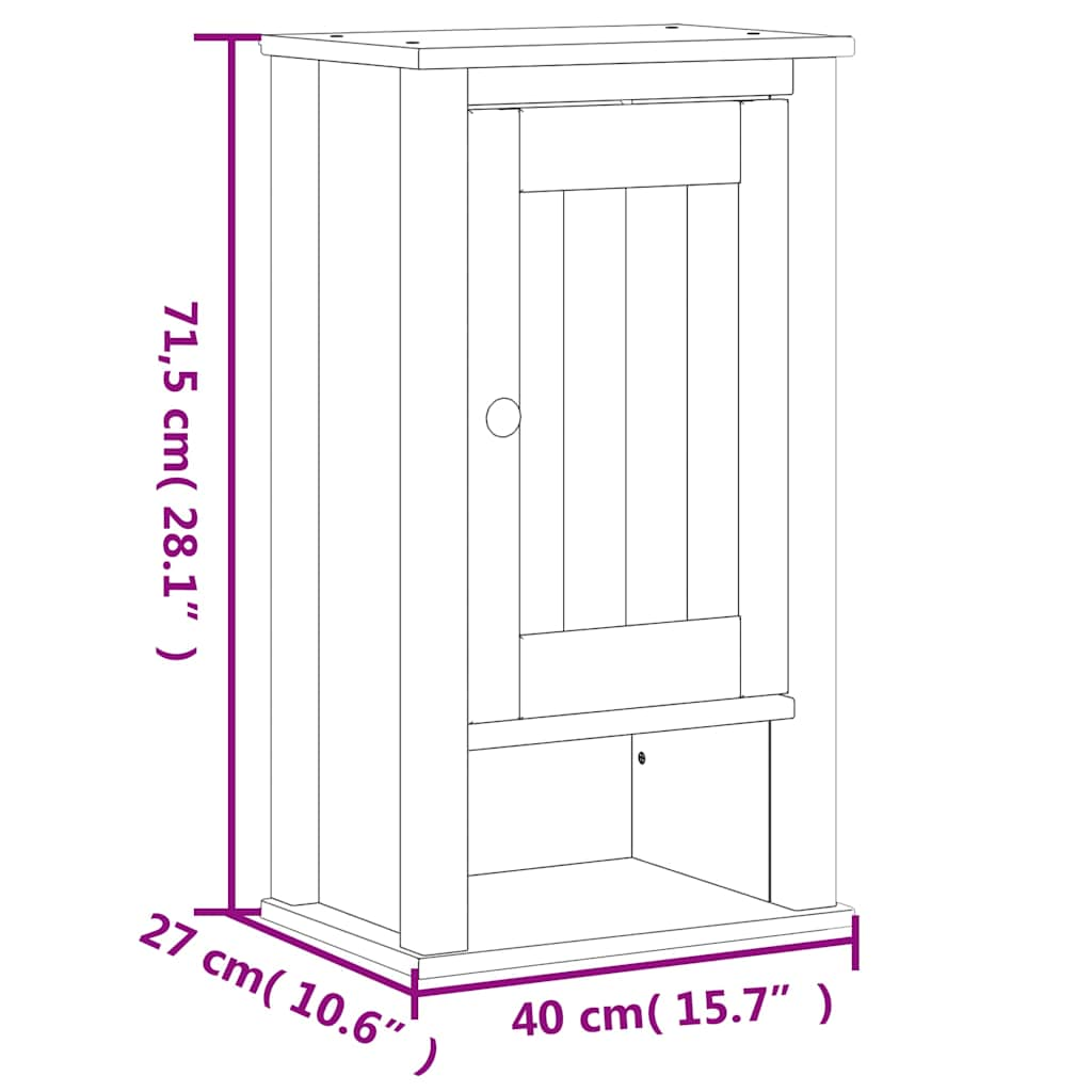 Bathroom Wall Cabinet BERG Black 40x27x71.5 cm Solid Wood Pine