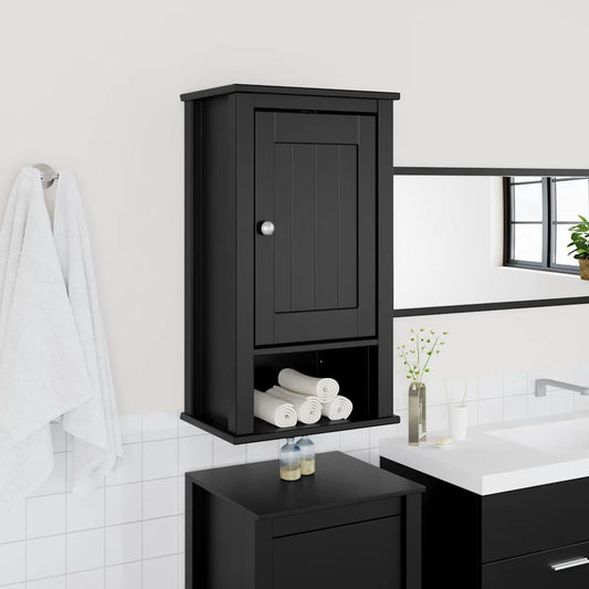 Bathroom Wall Cabinet BERG Black 40x27x71.5 cm Solid Wood Pine