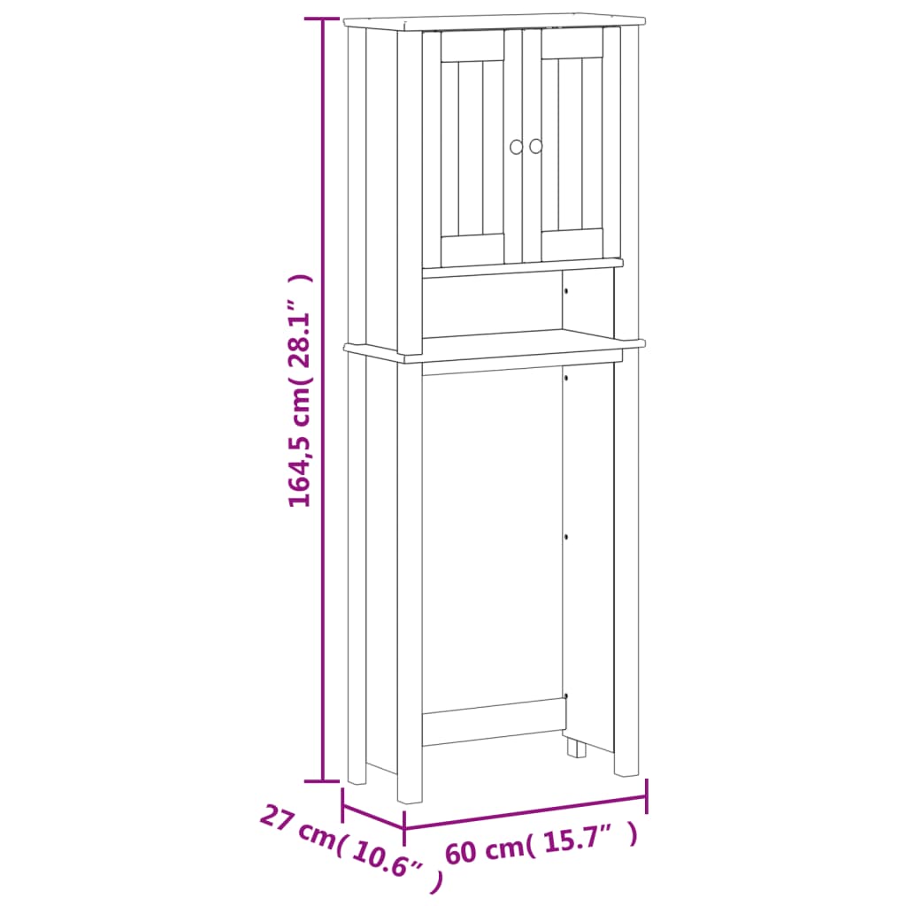 Over-the-Toilet Storage BERG White 60x27x164.5 cm Solid Wood