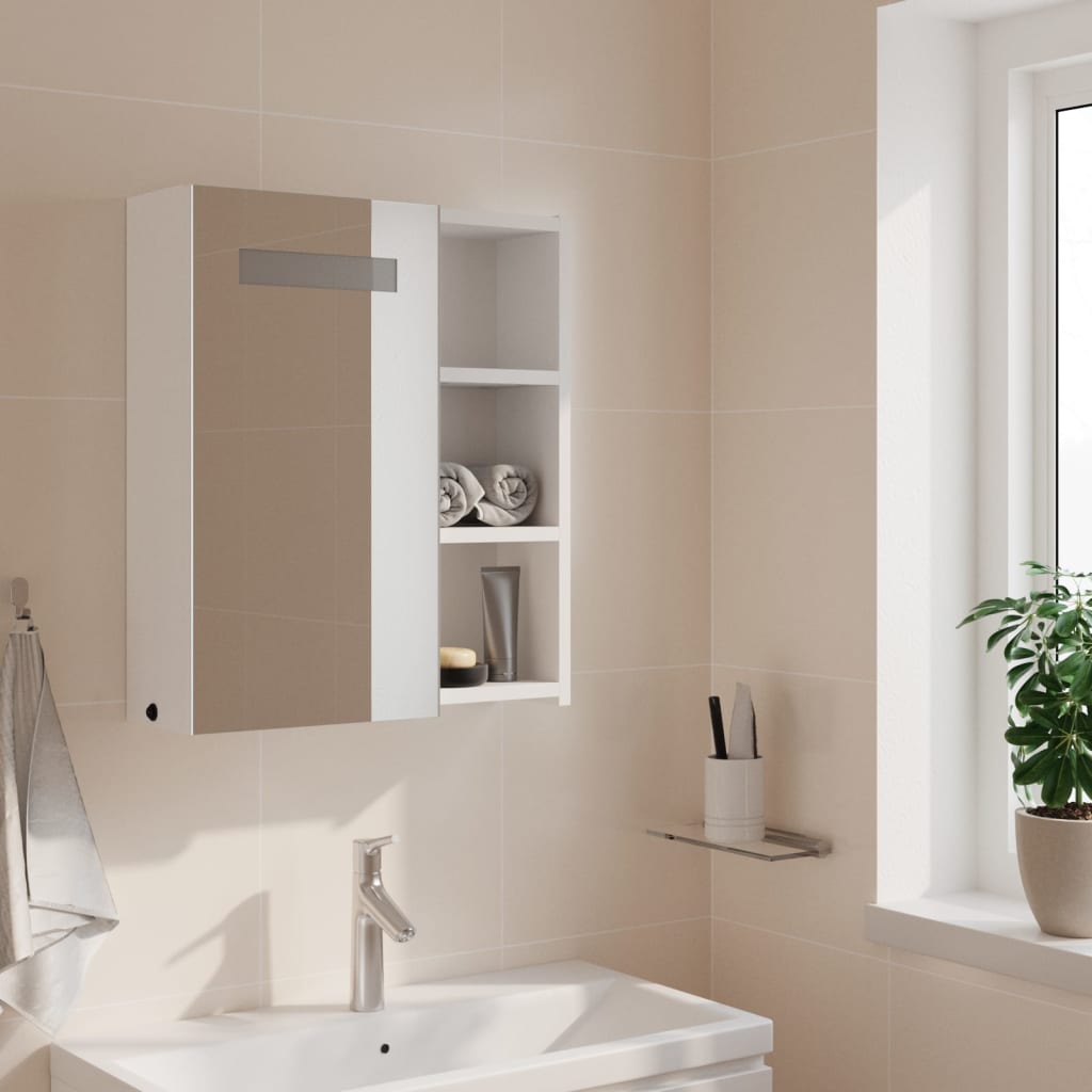 Bathroom Mirror Cabinet with LED Light White 45x13x52 cm - Bend