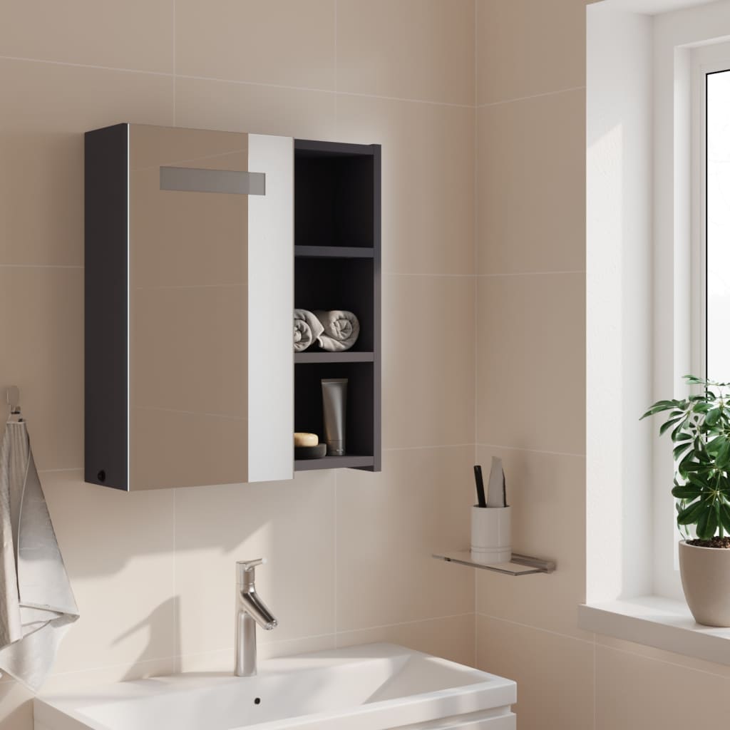 Bathroom Mirror Cabinet with LED Light Grey 45x13x52 cm - Bend