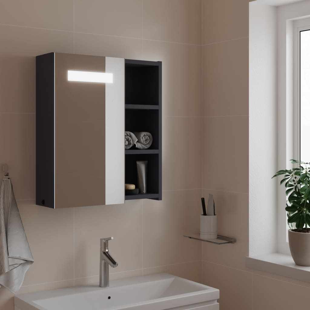 Bathroom Mirror Cabinet with LED Light Grey 45x13x52 cm - Bend