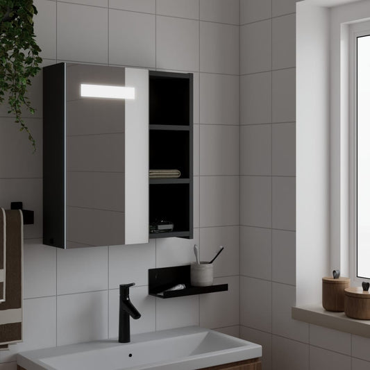 Bathroom Mirror Cabinet with LED Light Black 45x13x52 cm - Bend