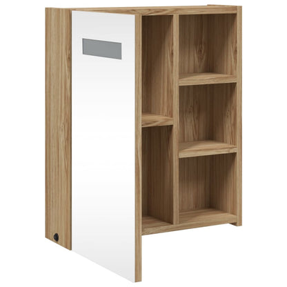 Bathroom Mirror Cabinet with LED Light Oak 45x13x52 cm - Bend