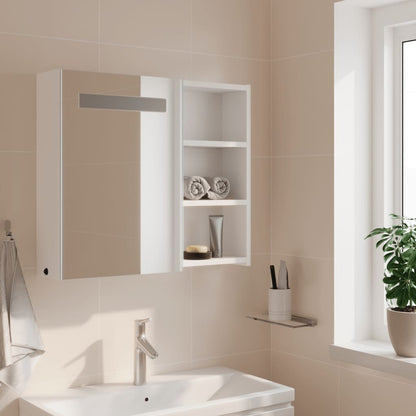 Bathroom Mirror Cabinet with LED Light White 60x13x52 cm - Bend