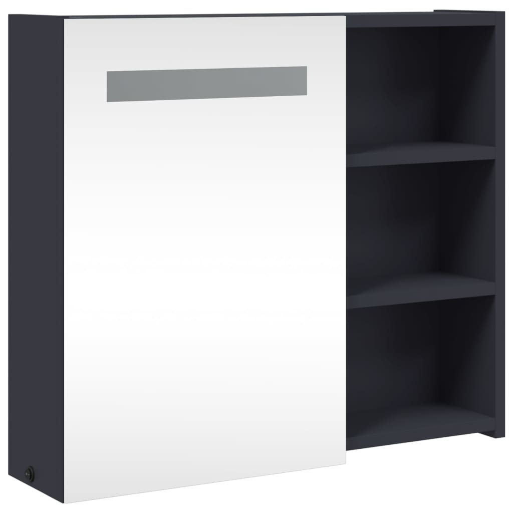 Bathroom Mirror Cabinet with LED Light Grey 60x13x52 cm - Bend